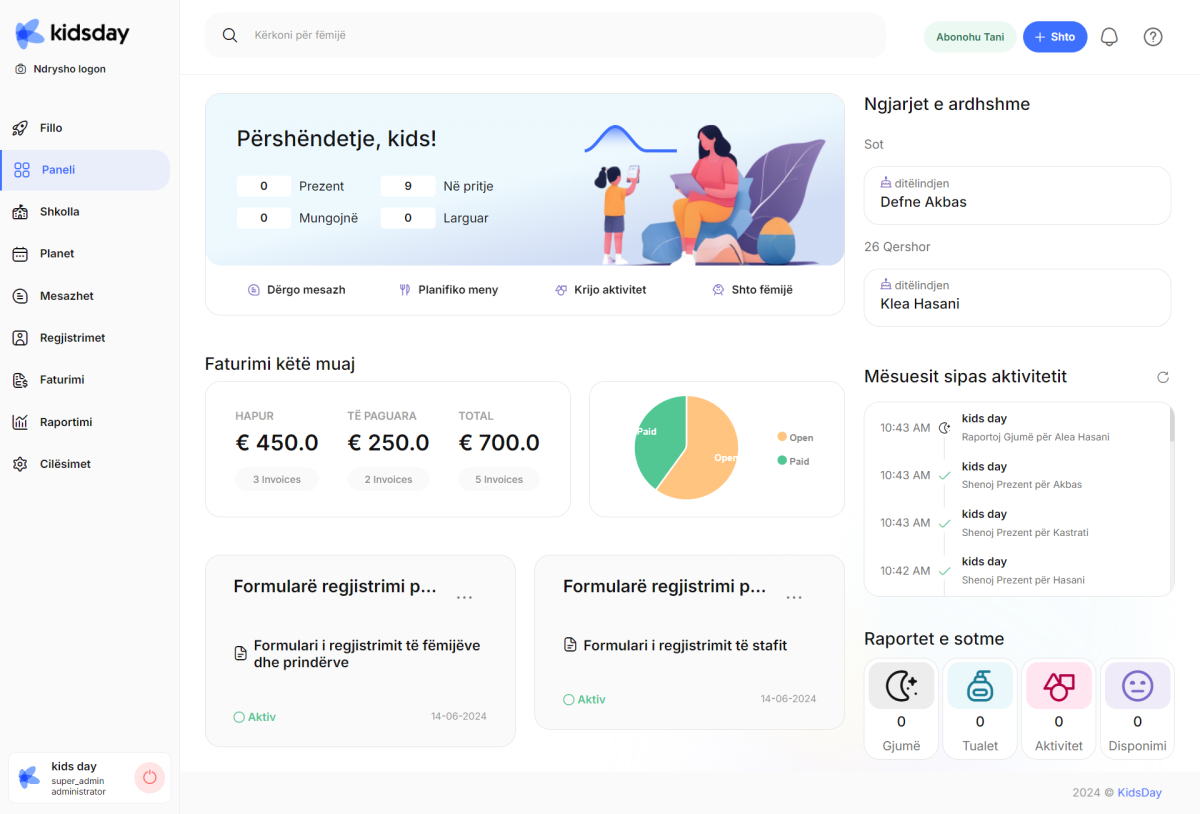 Announcement of new developments on kidsday!